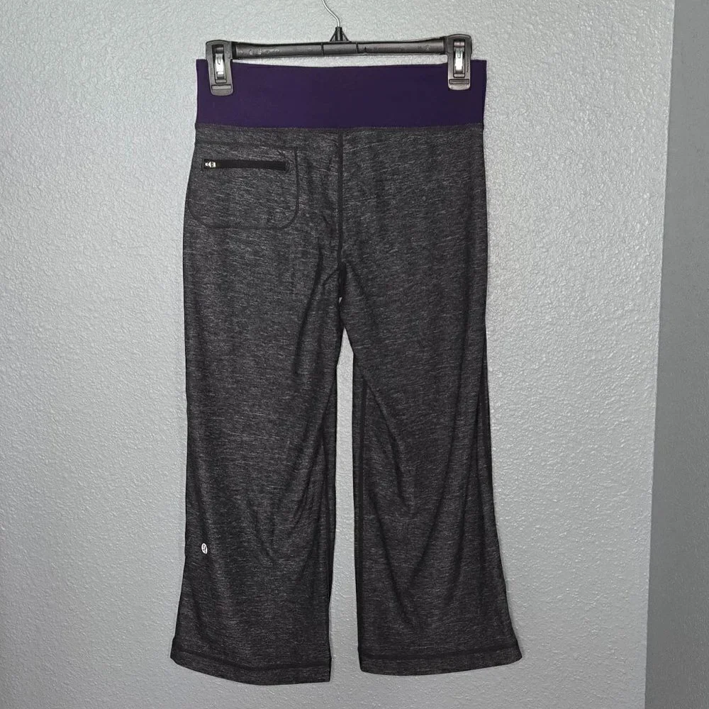 Lululemon Wide Leg Crop Yoga Pant - 4 Dark Heather grey/Purple